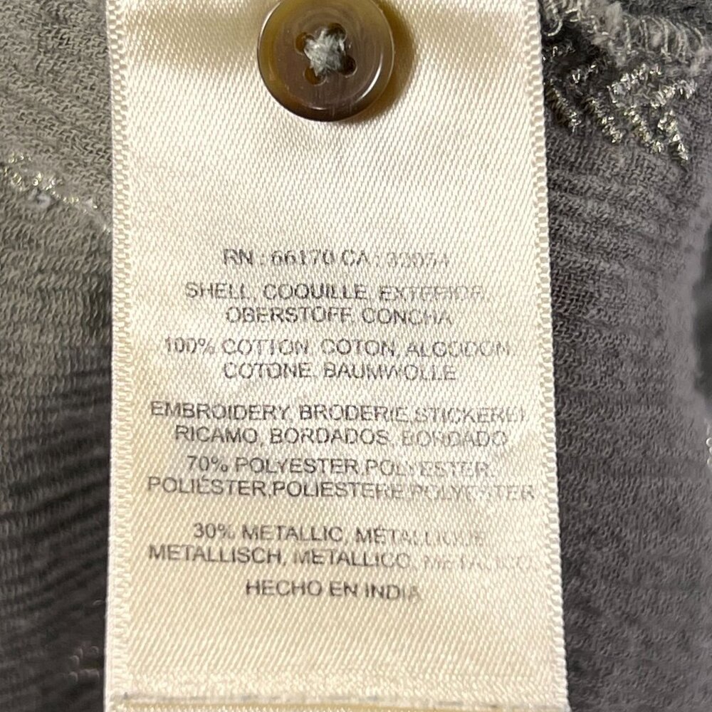 Anthropologie Vanessa Virginia Sleeveless Top Button Down Metallic Embroidery 8 - Picture 6 of 11